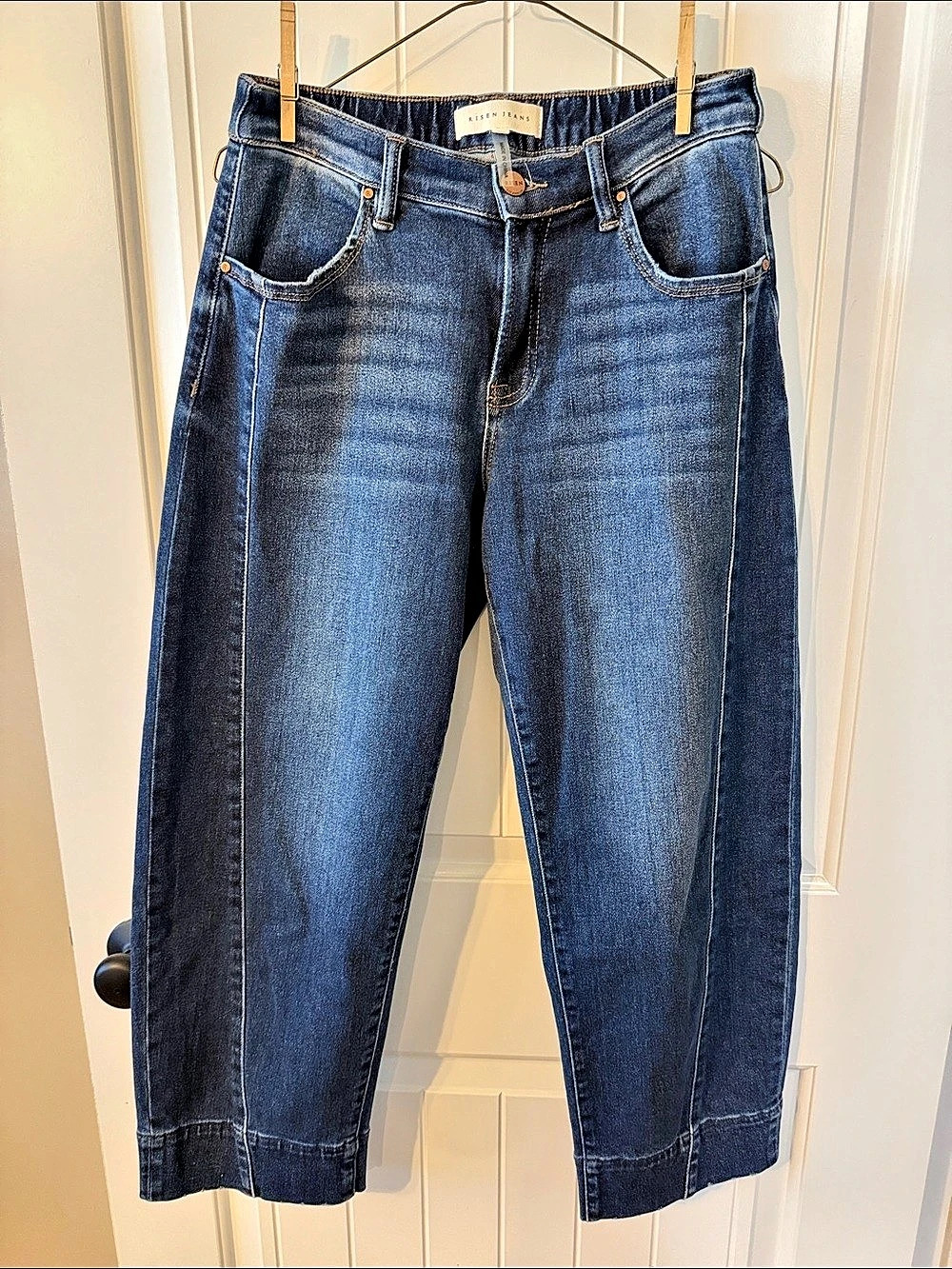 Risen Jeans Cropped Straight Leg Jeans in Blue Waist 3/26 Like New